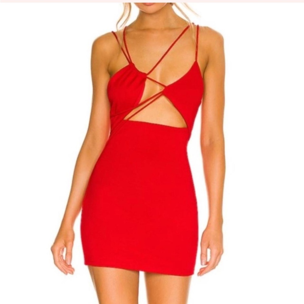 Revolve hours Tasha red strappy mini dress